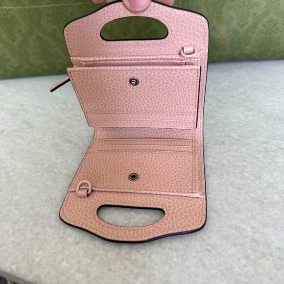 Gucci Double GG 701074 Leather Perfect Pink Shoulder Chain Wallet Bag - Picture 12 of 15